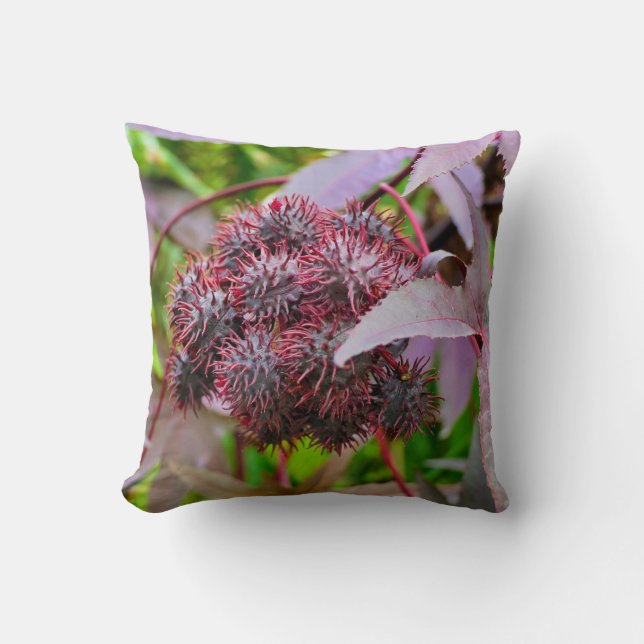 Ricinus communis Throw Cushion (Front)