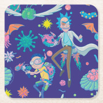 RICK AND MORTY™ | Among Infected Cells Pattern Square Paper Coaster