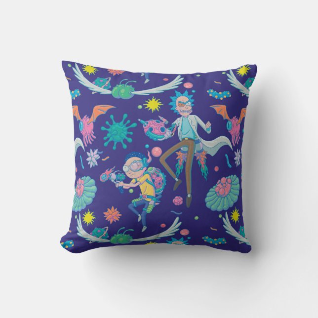 RICK AND MORTY™ | Among Infected Cells Pattern Throw Pillow (Front)