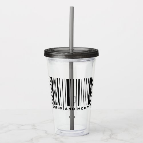 Rick and Morty Bar Code Graphic Acrylic Tumbler