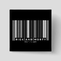 Rick and Morty Bar Code Graphic Button