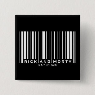 Rick and Morty Bar Code Graphic Button