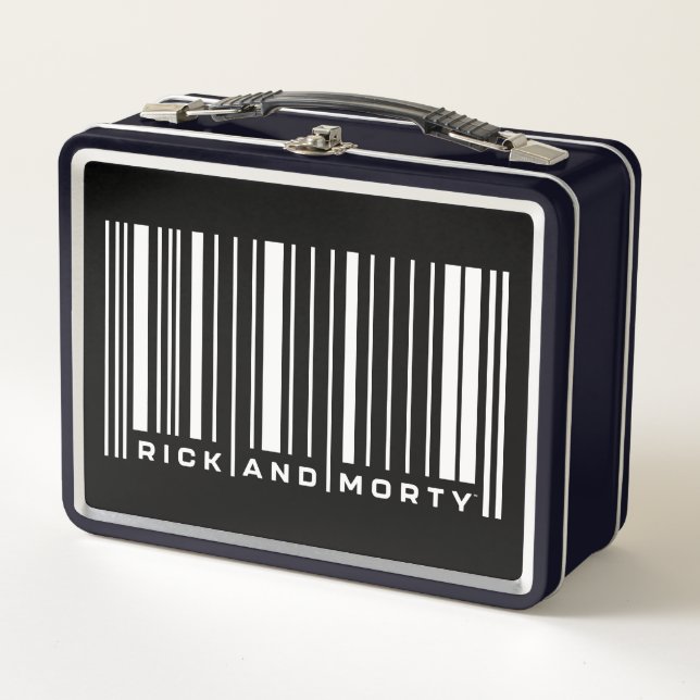 Rick and Morty Bar Code Graphic Metal Lunch Box (Front)