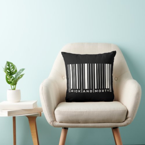 Rick and Morty Bar Code Graphic Throw Pillow