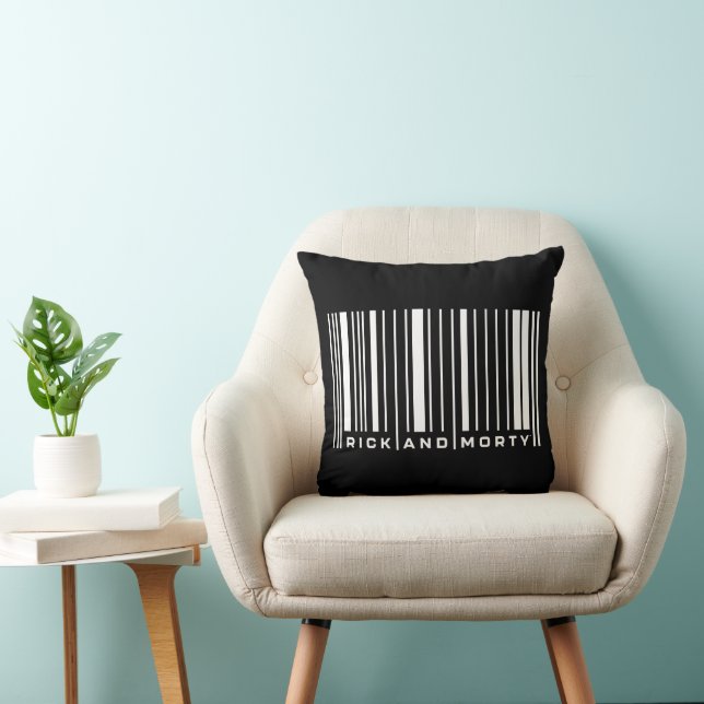 Rick and Morty Bar Code Graphic Throw Pillow (Chair)