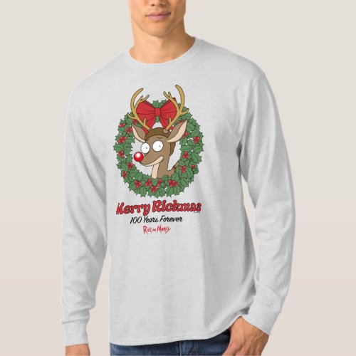 Rick and Morty Christmas Merry Reindeer Wreath T_Shirt