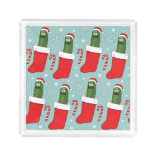 Rick and Morty Christmas Pickle Rick Pattern Acrylic Tray