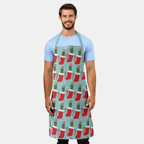 Rick and Morty  Christmas Pickle Rick Pattern Apron