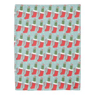 Rick and Morty Christmas Pickle Rick Pattern Duvet Cover