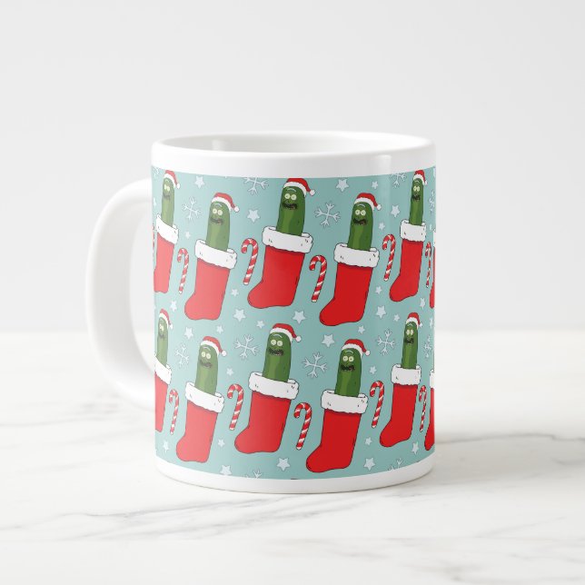 Rick and Morty | Christmas Pickle Rick Pattern Giant Coffee Mug (Front Left)