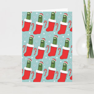 Rick and Morty Christmas Pickle Rick Pattern Holiday Card