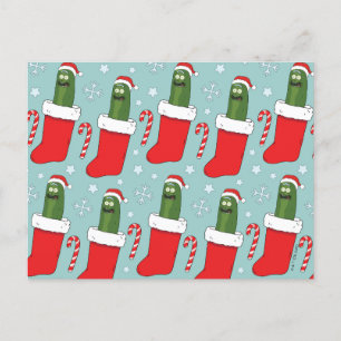 Rick and Morty Christmas Pickle Rick Pattern Holiday Postcard