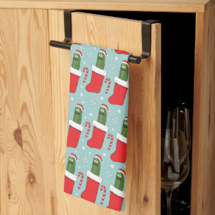 Rick and Morty Christmas Pickle Rick Pattern Kitchen Towel