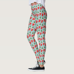 Rick and Morty Christmas Pickle Rick Pattern Leggings