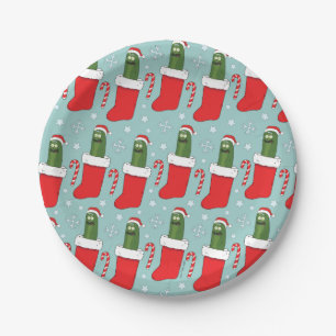 Rick and Morty Christmas Pickle Rick Pattern Paper Plates
