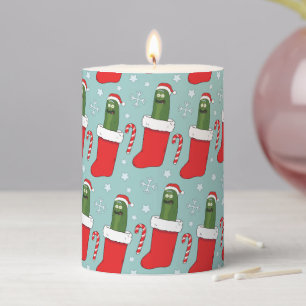 Rick and Morty Christmas Pickle Rick Pattern Pillar Candle
