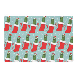 Rick and Morty Christmas Pickle Rick Pattern Placemat