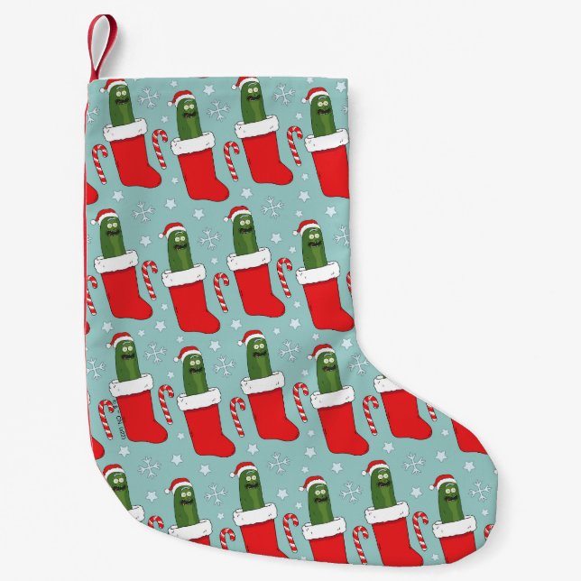 Rick and Morty | Christmas Pickle Rick Pattern Small Christmas Stocking (Front)