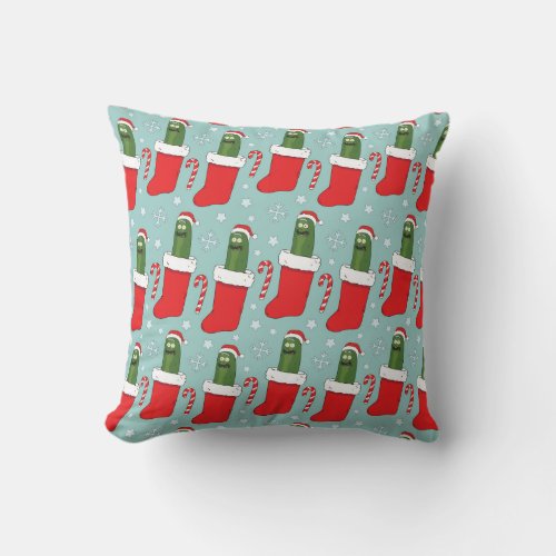 Rick and Morty  Christmas Pickle Rick Pattern Throw Pillow