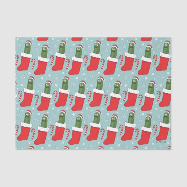 Rick and Morty | Christmas Pickle Rick Pattern Tissue Paper (Front)