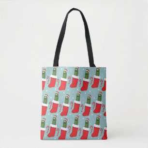 Rick and Morty Christmas Pickle Rick Pattern Tote Bag
