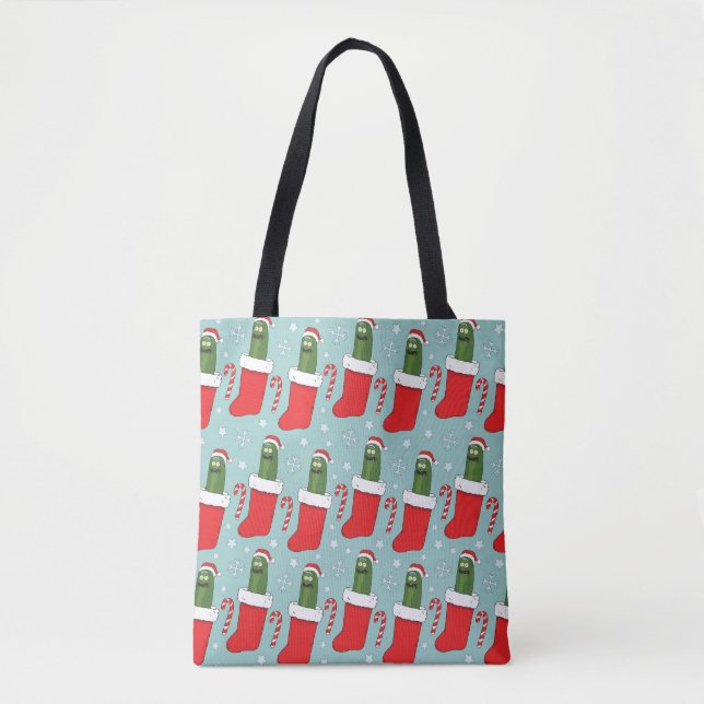 Rick and Morty | Christmas Pickle Rick Pattern Tote Bag (Front)