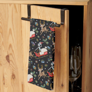 Rick and Morty Christmas Reindeer Sleigh Pattern Kitchen Towel