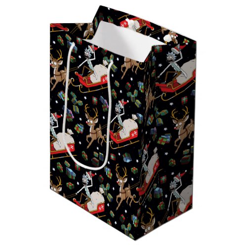 Rick and Morty  Christmas Reindeer Sleigh Pattern Medium Gift Bag