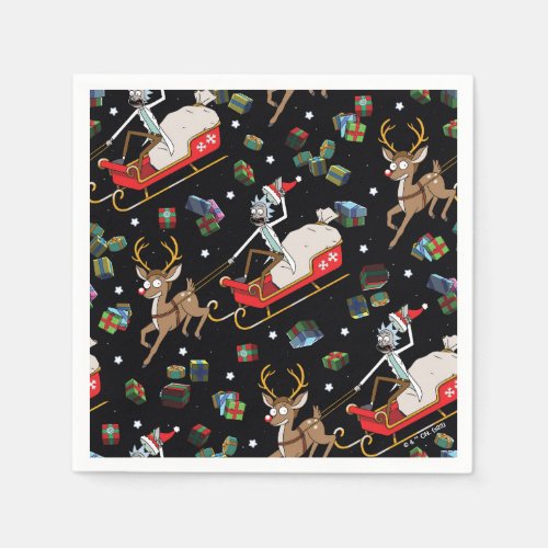 Rick and Morty  Christmas Reindeer Sleigh Pattern Napkins