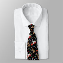 Rick and Morty | Christmas Reindeer Sleigh Pattern Neck Tie
