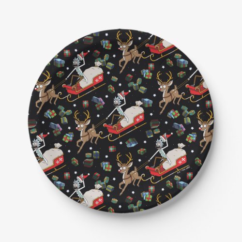 Rick and Morty  Christmas Reindeer Sleigh Pattern Paper Plates