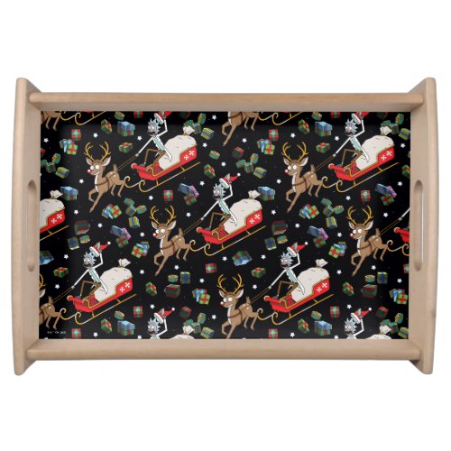Rick and Morty  Christmas Reindeer Sleigh Pattern Serving Tray