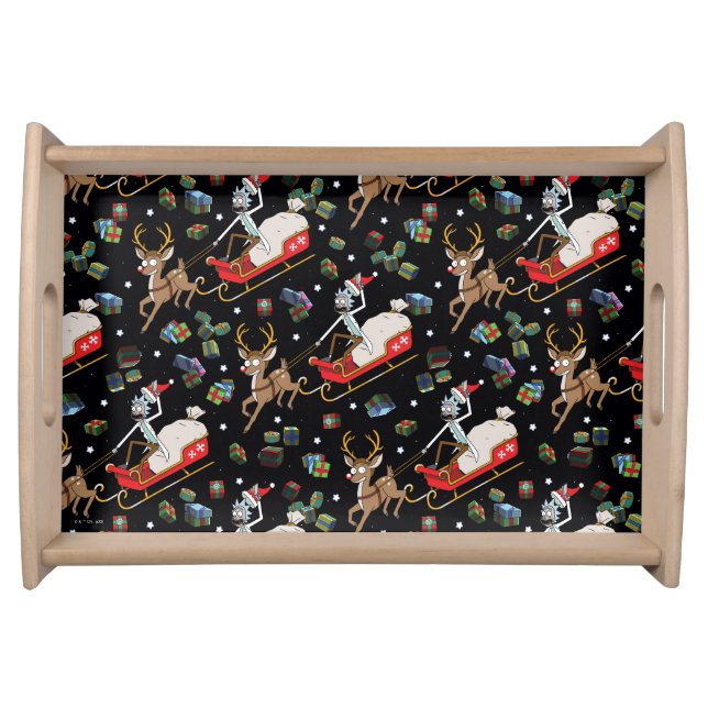 Rick and Morty | Christmas Reindeer Sleigh Pattern Serving Tray (Front)