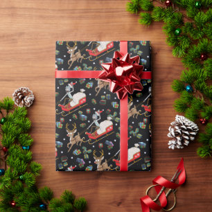 Rick and Morty Christmas Reindeer Sleigh Pattern Wrapping Paper