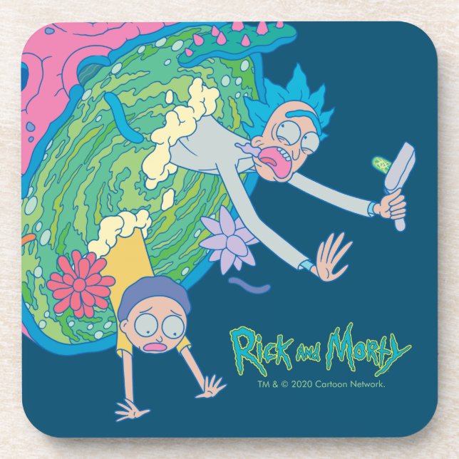 RICK AND MORTY™ | Falling From Infected Portal Beverage Coaster (Front)