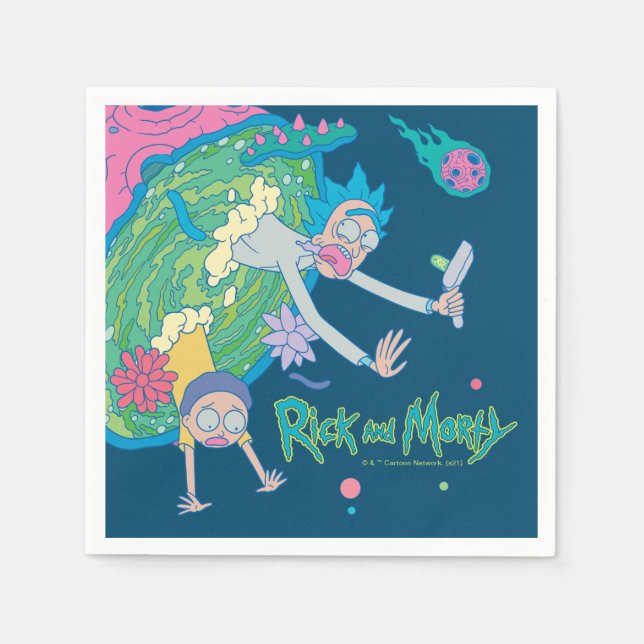 RICK AND MORTY™ | Falling From Infected Portal Napkins (Front)