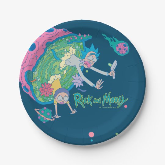 RICK AND MORTY™ | Falling From Infected Portal Paper Plates | Zazzle.com