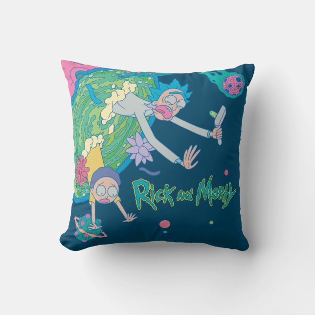 RICK AND MORTY™ | Falling From Infected Portal Throw Pillow (Front)
