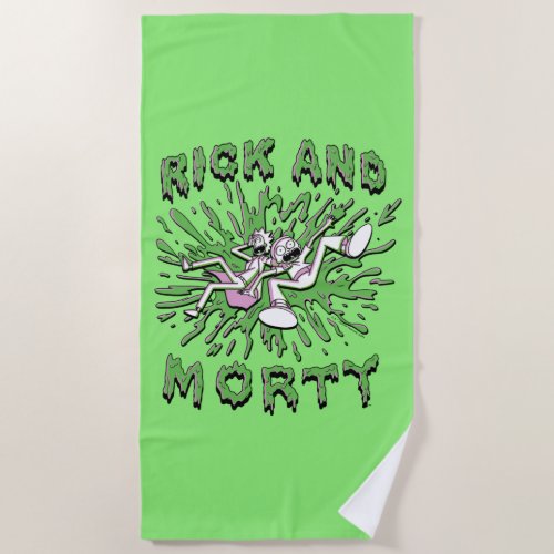 RICK AND MORTY  Falling Into Acid Vat Beach Towel