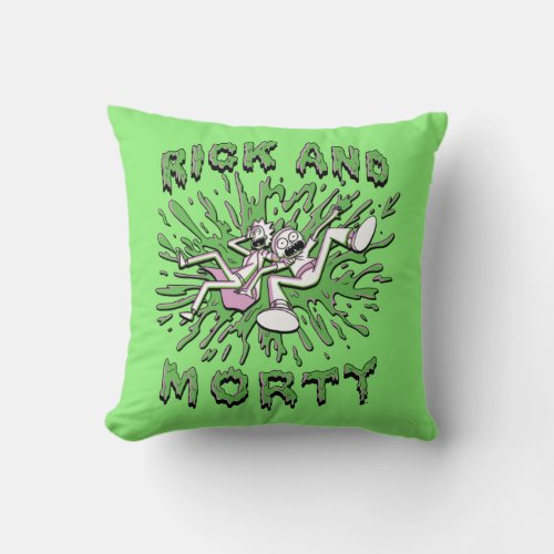 RICK AND MORTY  Falling Into Acid Vat Throw Pillow