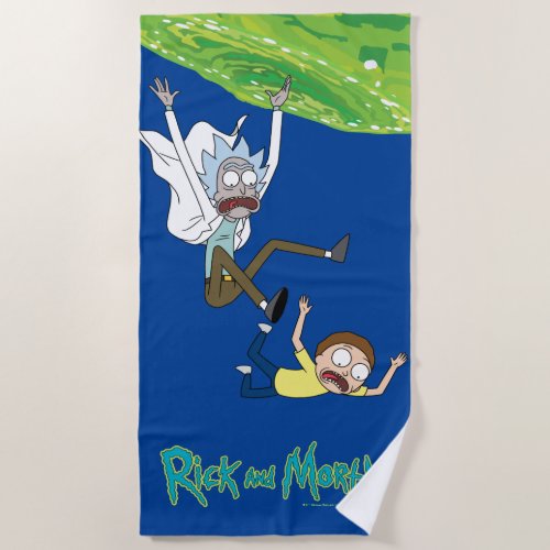 RICK AND MORTY  Falling Out Of Portal Beach Towel