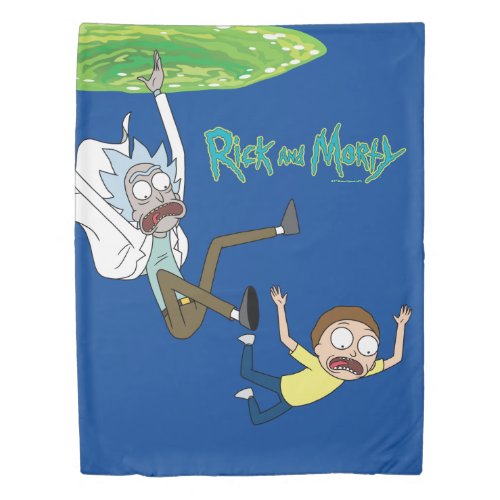 RICK AND MORTY  Falling Out Of Portal Duvet Cover