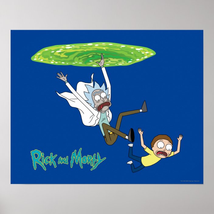 RICK AND MORTY™ | Falling Out Of Portal Poster | Zazzle.com