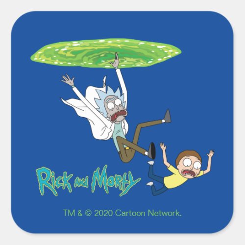 RICK AND MORTY  Falling Out Of Portal Square Sticker
