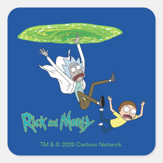 RICK AND MORTY™ | Falling Out Of Portal Square Sticker (Front)
