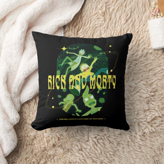 Rick and Morty Falling Quote Badge Throw Pillow (Blanket)