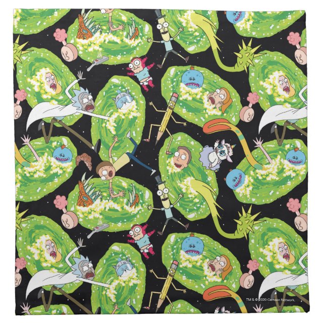 RICK AND MORTY™ | Falling Through Portals Pattern Cloth Napkin (Front)