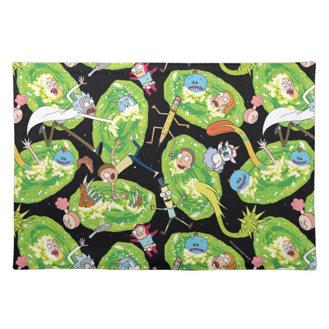 RICK AND MORTY™ | Falling Through Portals Pattern Cloth Placemat (Front)