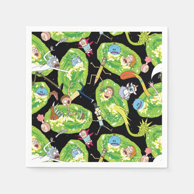 RICK AND MORTY™ | Falling Through Portals Pattern Napkins (Front)