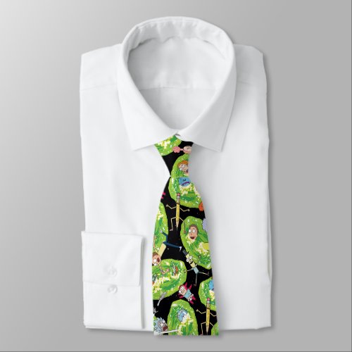 RICK AND MORTY  Falling Through Portals Pattern Neck Tie